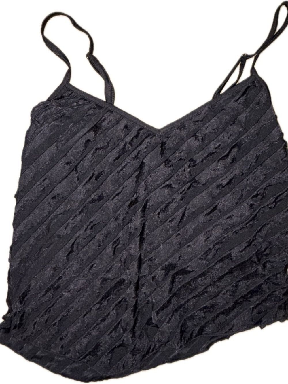 NWT Urban Social Black Ruffled V-Neck Spaghetti Strap Asymmetrical Tank Top